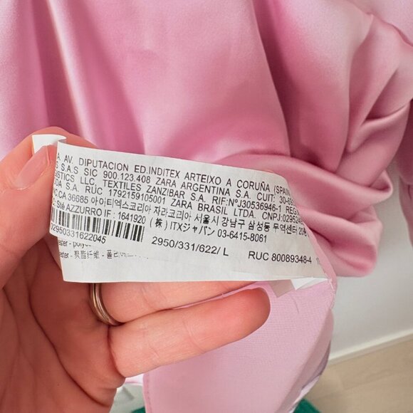 Zara Short Satin Effect Long Sleeve Mini Dress Pink Size Large Blogger Fav - Picture 10 of 11